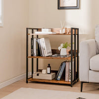 Giantex 3-Tier Bookshelf, Industrial Corner Storage Shelf with Adjustable Shelves & Metal Frame Anti-Toppling Device