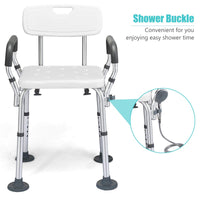 Non-Slip Height Adjustable Shower Chair with Removable Back and Padded Arms