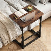 Giantex Folding C-Shaped End Table, Height Adjustable Sofa Side Table
