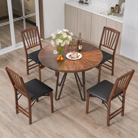 Folding Dining Chair Set of 2 Upholstered High Back Kitchen Chairs Padded Seat