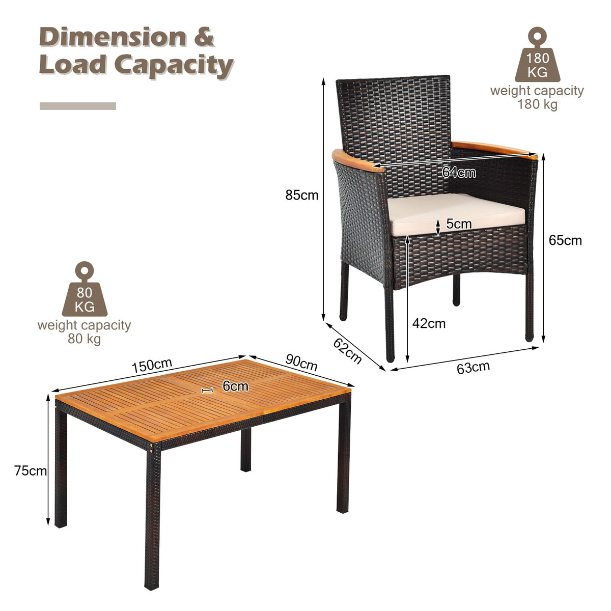 7 Piece Patio Dining Set, Outdoor Rattan Dining Furniture