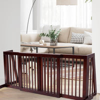 3 Panel Folding Wood Pet Slide Gate with Adjustable Length for Dogs