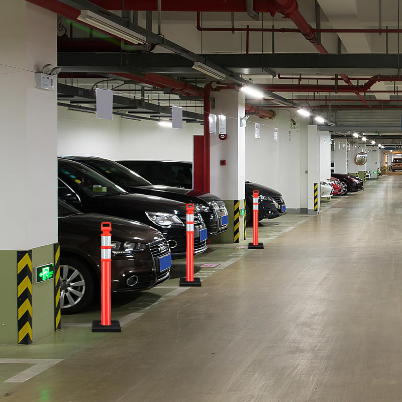 3 Pack Traffic Delineator Post, 114.5 cm Safety Traffic Barrier with Rubber Base