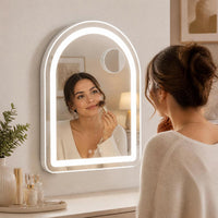 Giantex Arched Vanity Mirror with LED Lights & Removable Magnify Mirror