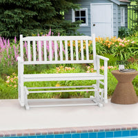 Patio Glider Loveseat Chair Swing Rocking Bench with Slatted Seat and Curved Backrest