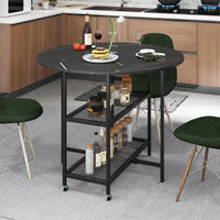 Mobile Folding Dining Table Seats 2-4 People, Round Drop Leaf Kitchen Table