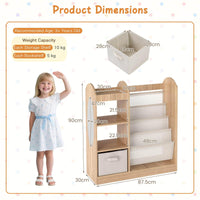 Toy Storage Organizer with Full-Length Mirror and 4-Tier Sling Shelves