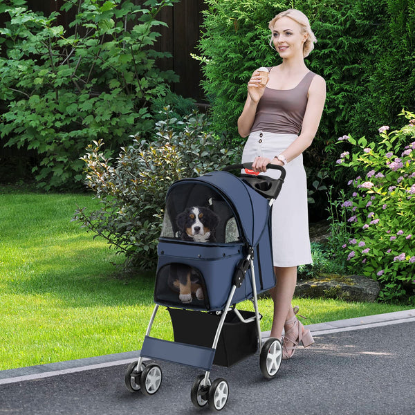 Giantex Folding Dog Stroller for Small Medium Dogs Cats Puppy