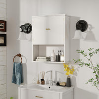 GIANTEX Bathroom Wall Cabinet 2-Door Medicine Cabinet w/Open Shelf