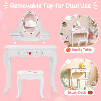 Kids Vanity Set with 360° Rotatable Mirror & Whiteboard for Kids Aged 3 +
