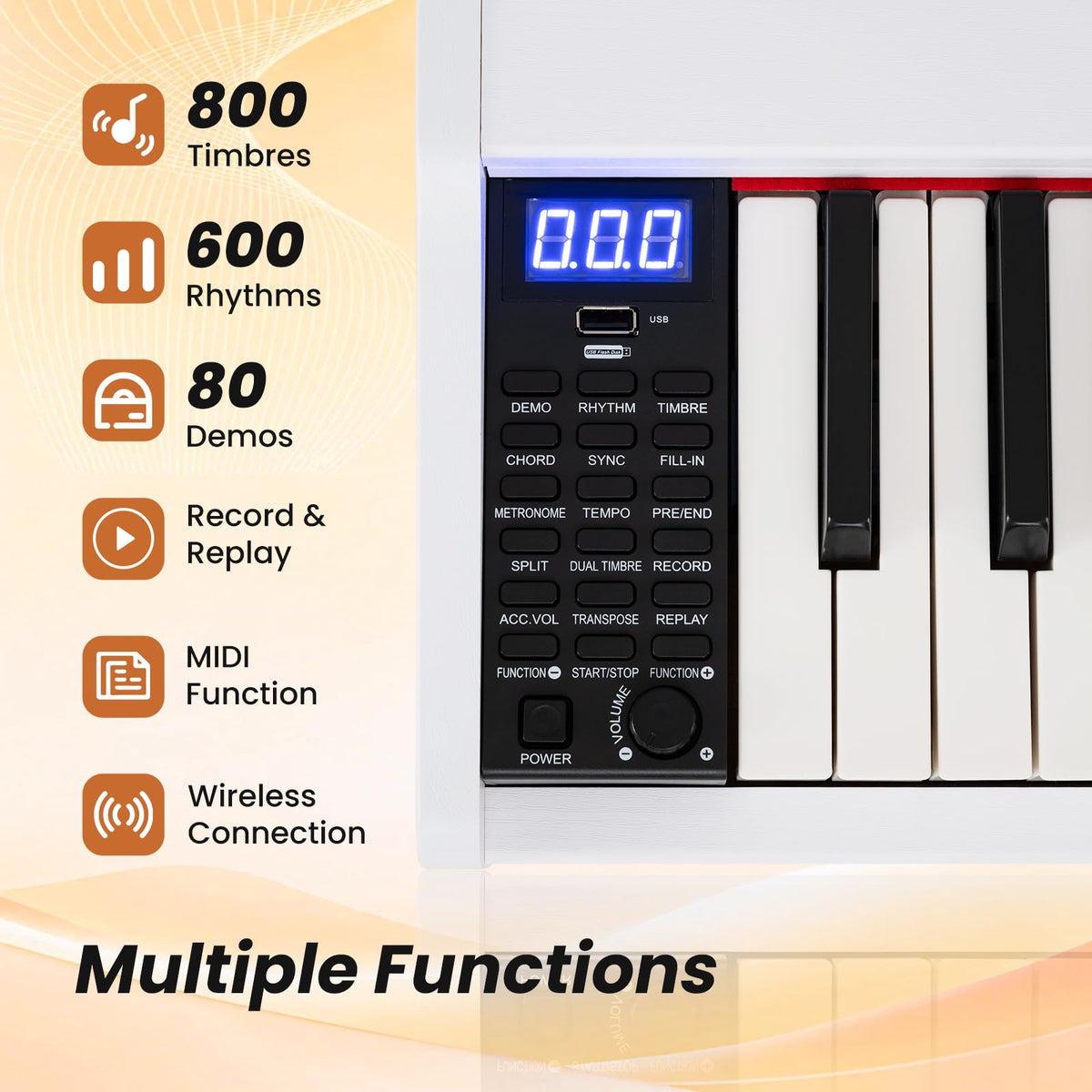 88-Key Keyboard Piano Set Full Size Semi-weighted Digital Piano