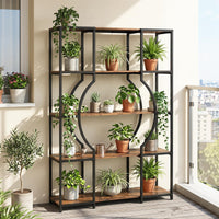 Giantex 5-Tier Industrial Geometric Tall Bookshelf with Open Shelves