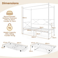 Giantex Single Size Canopy Daybed, Modern 4-Poster Metal Day Sofa Bed Frame