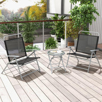 3PCS Patio Bistro Set with 2 Foldable Chairs for Yard/ Porch