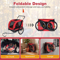 2-in-1 Dog Bike Trailer, Dog Stroller with Universal Bicycle Coupler