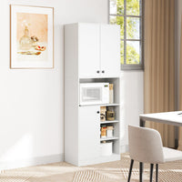 Kitchen Pantry Storage Cabinet 166 cm Tall Modern Hutch Cabinet w/ Open Shelves