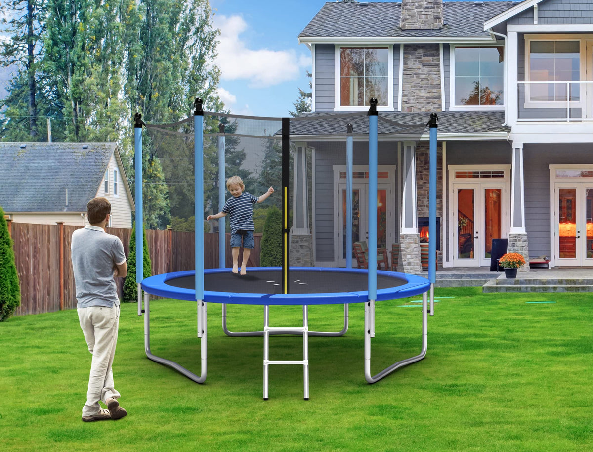 10/12/14 FT Outdoor Trampoline with Enclosure Net and Ladder