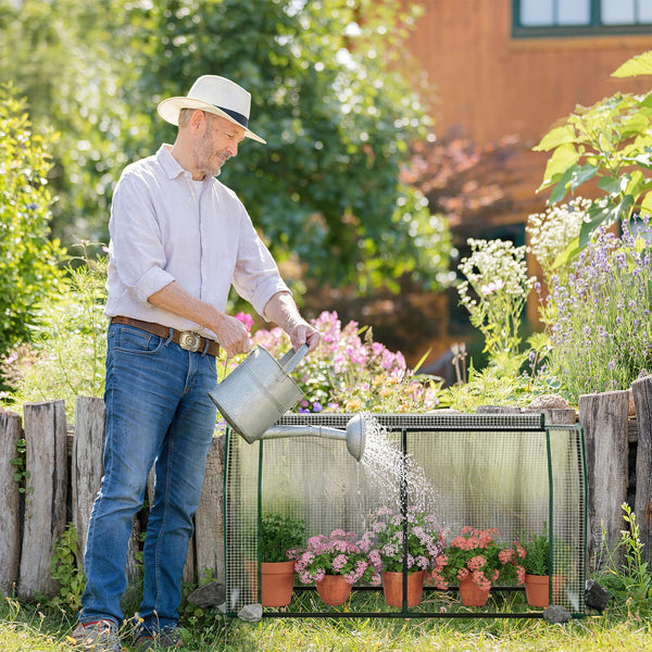 Portable Greenhouse with Roll-Up Zippered Door for Garden