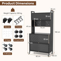 5-Tier Kitchen Bakers Rack Microwave Stand w/ Flip Door Cabinet