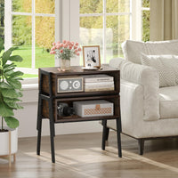 Nightstand Set of 2, Stackable End Tables with Storage Compartment