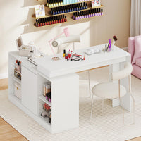L-shaped Computer Desk Reversible Writing Desk with 4 Storage Compartments