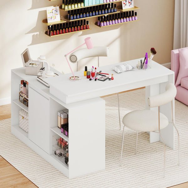 L-shaped Computer Desk Reversible Writing Desk with 4 Storage Compartments