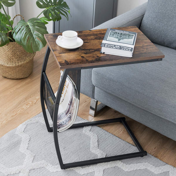 Giantex C-Shaped End Table with Side Pocket