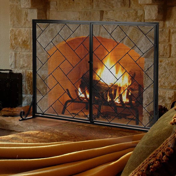 Giantex 113cm x 85cm Double-Door Fireplace Screen