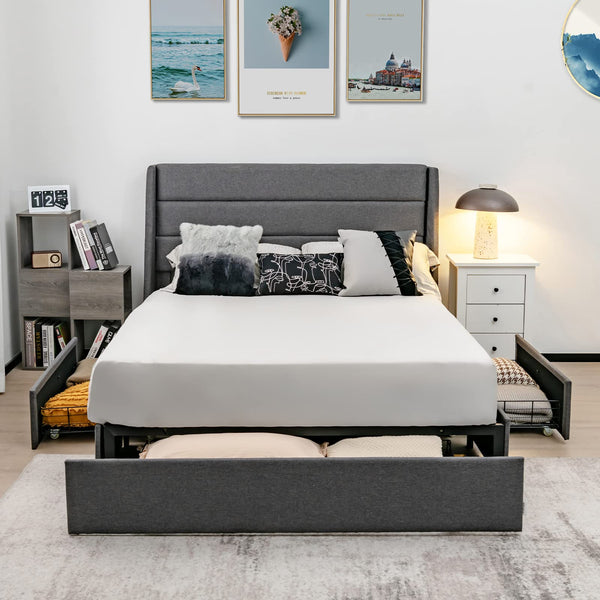 Giantex Queen Size Platform Bed w/3 Drawers