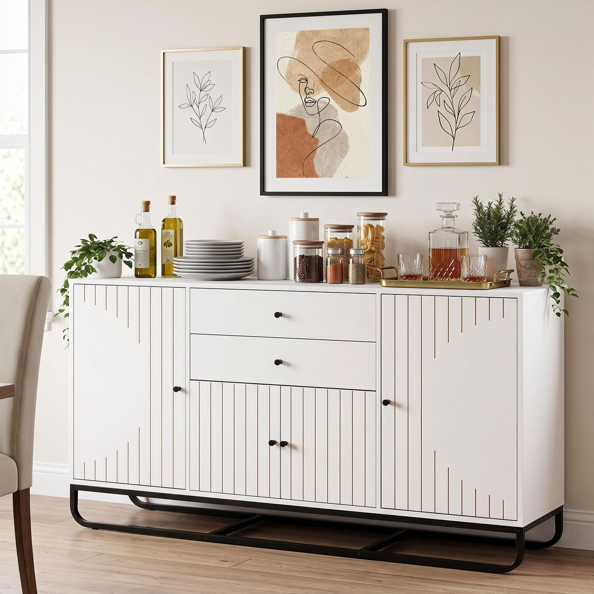 Giantex Modern Buffet Cabinet, Coffee Bar Cabinet with Drawers & Doors