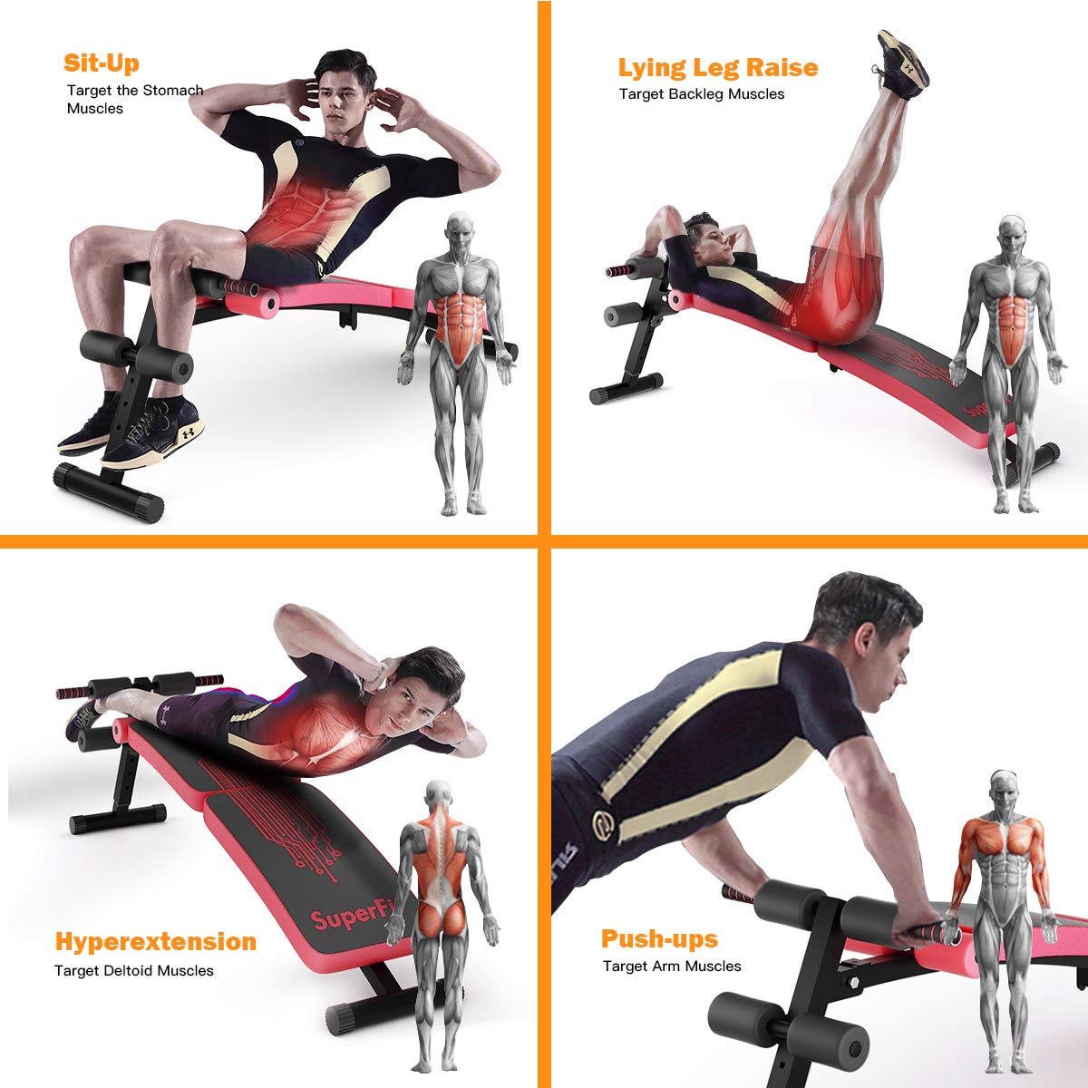 Foldable Workout Slant Bench for Home Gym