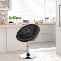 Giantex Swivel Vanity Chair, Height Adjustable Accent Chair w/ Round Tufted Back, Modern Bar Stool w/ PU Leather & Chromed Base