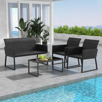 4 Pieces Wicker Patio Furniture Set with Quick-Drying Foam