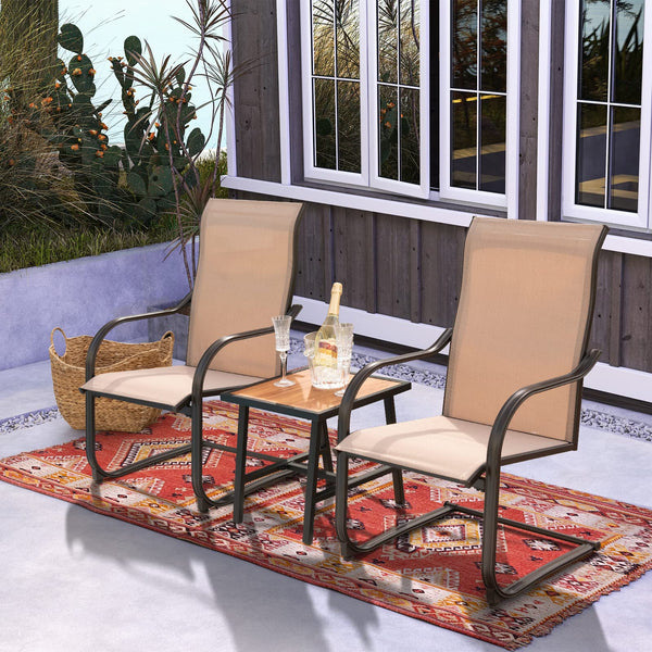 C-Spring Motion Patio Dining Chairs Set of 2, High Back Patio Chairs with Breathable Fabric and Sturdy Metal Frame