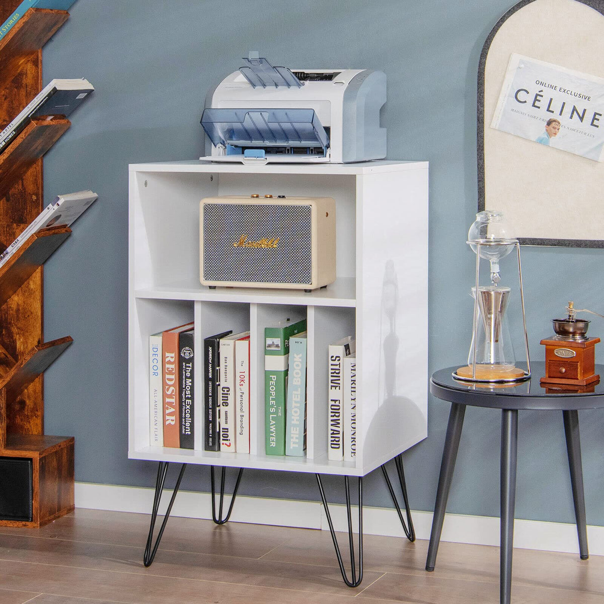 Giantex File Cabinet, Split Storage Space, Display Bookshelf, Record Storage Cabinet