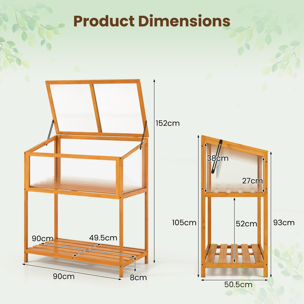Wood Cold Frame Greenhouse, Raised Flower Planter Protection
