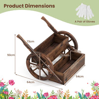 2-Tier Versatile Raised Garden Bed with Wheels and Rustic Wood Wagon Planter