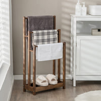 Giantex Freestanding Wood Towel Rack 3-Tier Towel Rack Holder with Bottom Storage Shelf