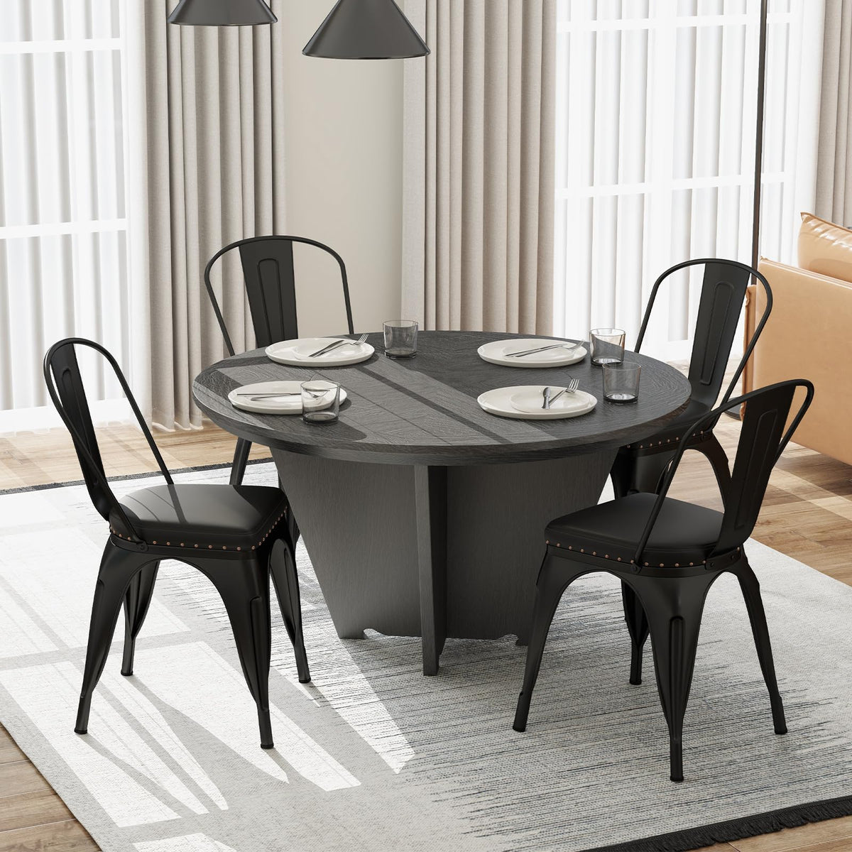 Metal Dining Chair Set of 4 Stackable Kitchen Chairs Cafe Restaurant Chairs