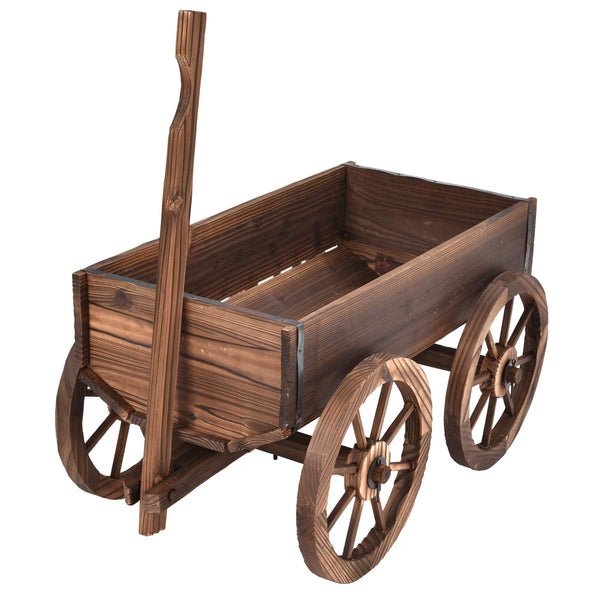 Giantex Wood Wagon Flower Planter Pot Stand