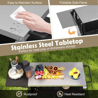 Grill Cart with Storage Outdoor Kitchen Island with Folding Stainless Steel Top