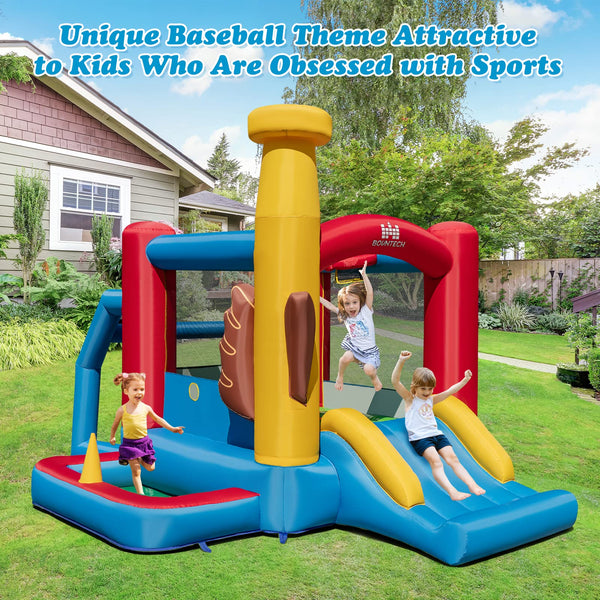 Inflatable Bounce House, Kids Bouncy House Indoor Outdoor Party w/Jumping Area with 680W Blower