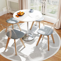4-Pack Clear Dining Chairs with Wood Legs & PU Cushion