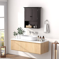 Giantex Bathroom Wall Cabinet, Wall Mounted Wooden Kitchen Cupboard Storage Cabinet, w/2 Doors & 2-Tier Adjustable Shelves