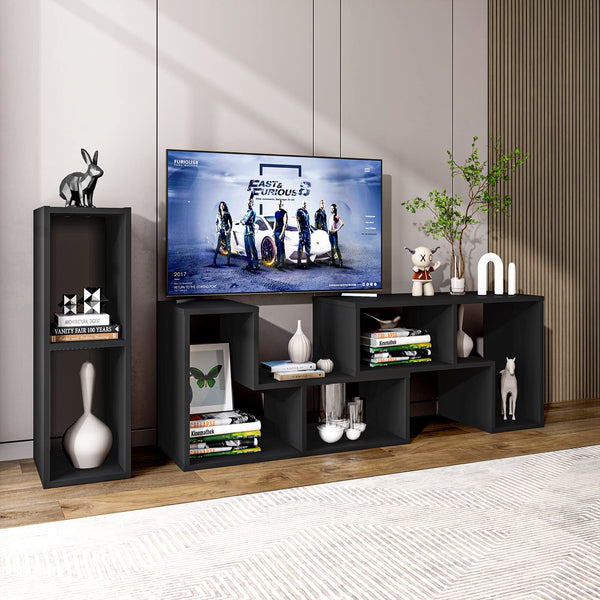 Giantex 3 Pieces Adjustable TV Console Stand