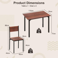 Dining Table Set for 4, Modern 5-Piece Kitchen Table & Chairs Set