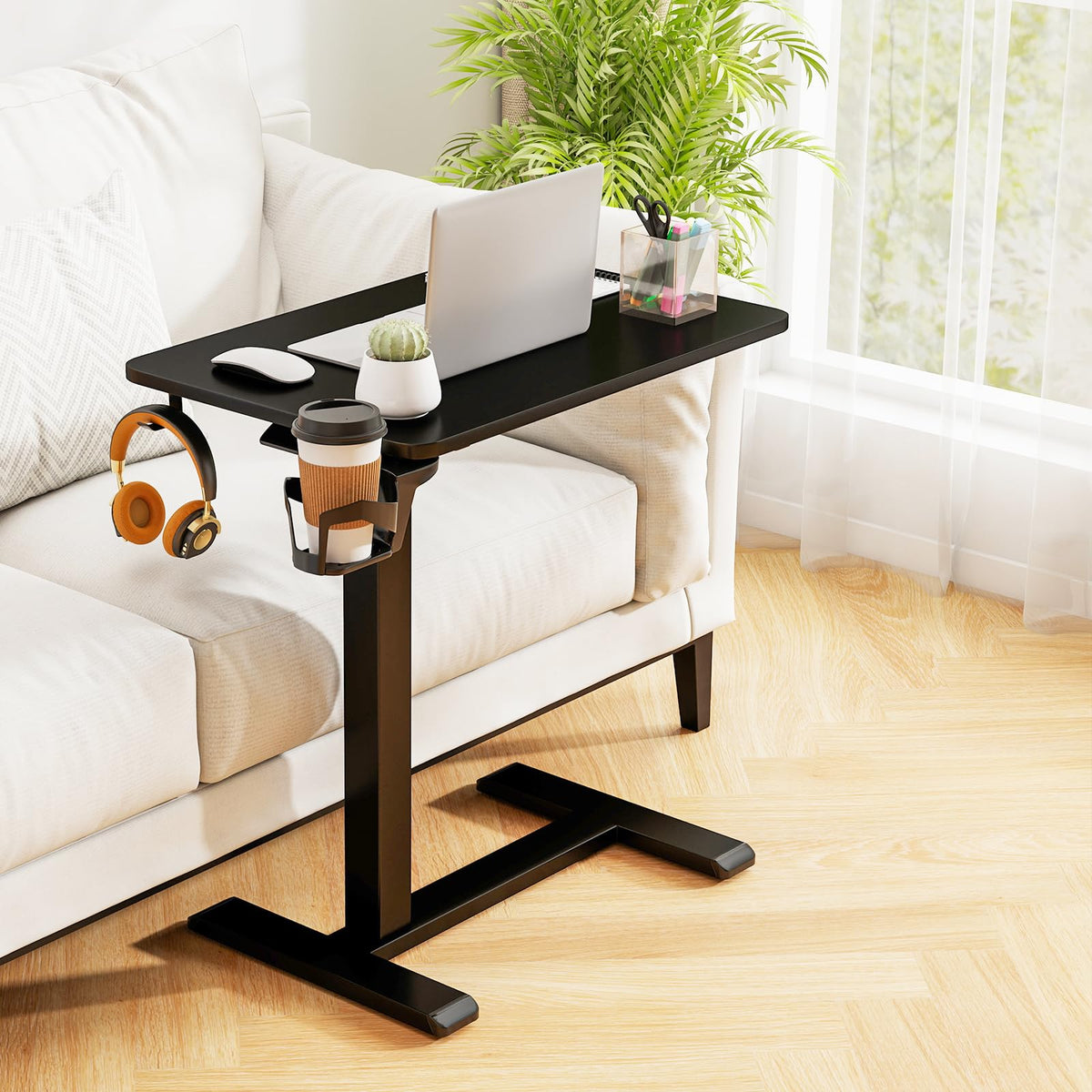 Mobile Standing Desk, Height Adjustable Overbed Bedside Table