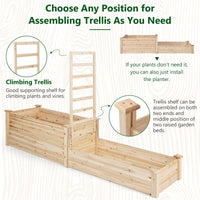 2-Tier Wood Planter Box w/Open-Ended Bottom for Vegetables