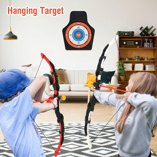 Youth Archery Bow Set, Bow and Arrow Toys for Kids with LED Light Up Bow, 20 Suction Cup Arrows