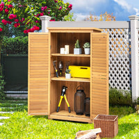 1.6M Outdoor Wooden Storage Shed Solid Wood Garden Tool Cabinet